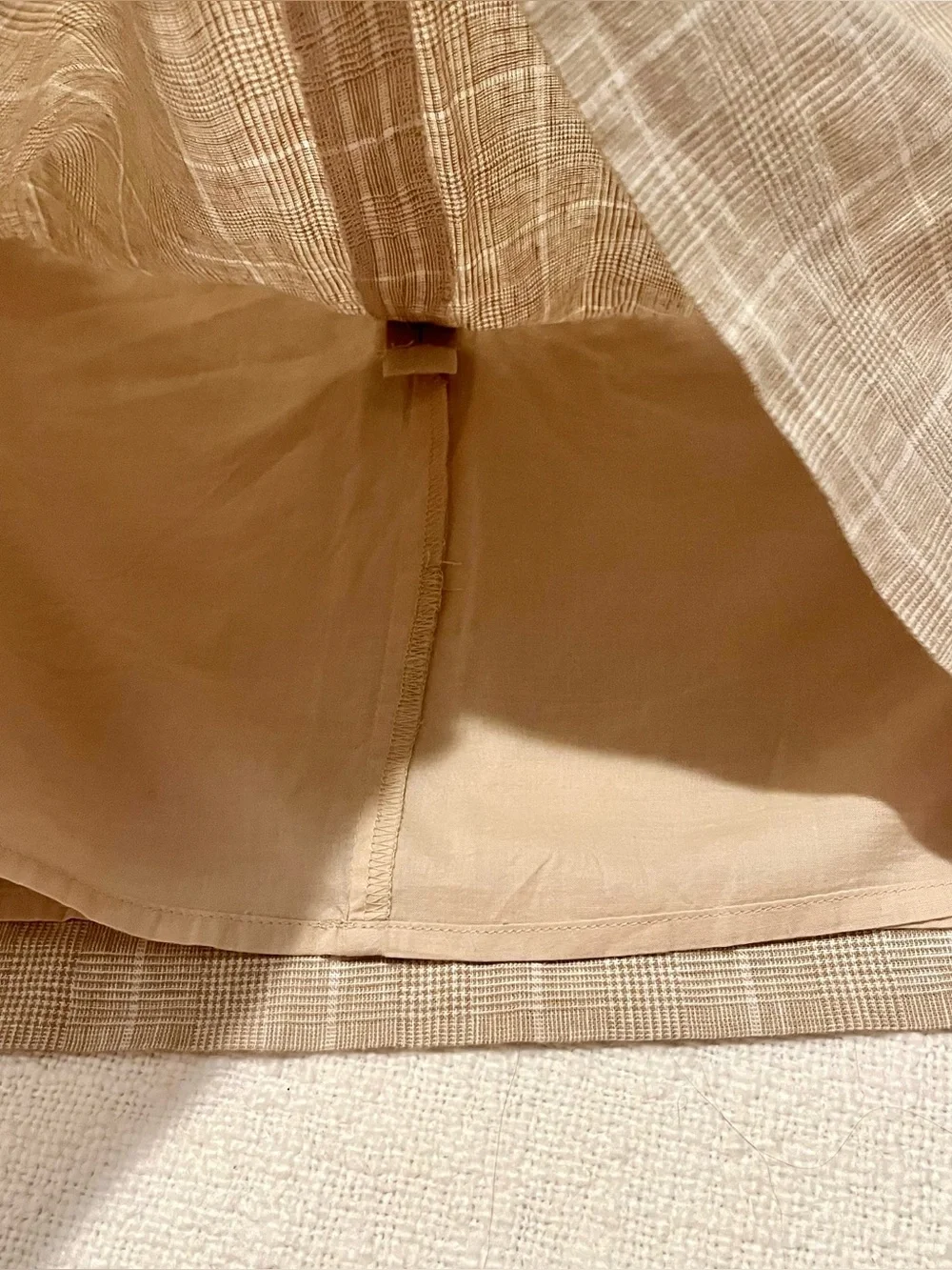 Madewell tan welt-pocket mini skirt in sesame  maeve glen plaid size 00